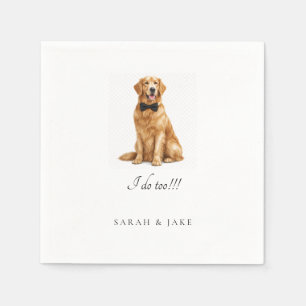 Custom Pet in Wedding Bow Tie Wedding Cocktail Napkin