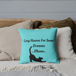 Custom Pet Lover Funny Cat Script Quote On Blue Cushion