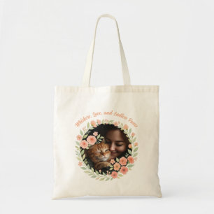 Custom Pet Lover Tote Bag with Photo Floral Frame