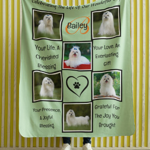 Custom Pet Memorial Personalised Photo Collage Fleece Blanket