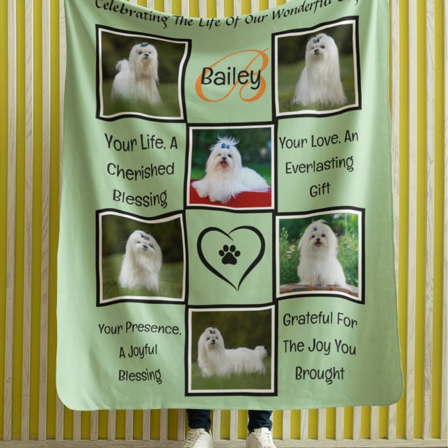 Custom Pet Memorial Personalised Photo Collage Fleece Blanket (Creator Uploaded)