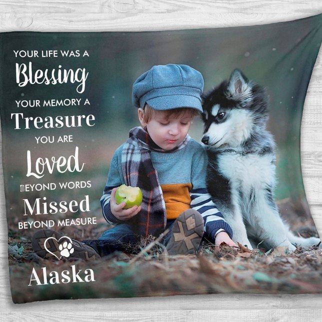 Custom Pet Memorial Pet Loss Sympathy Gift Photo  Fleece Blanket (Creator Uploaded)