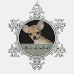Custom Pet Memorial Pewter Snowflake Ornament