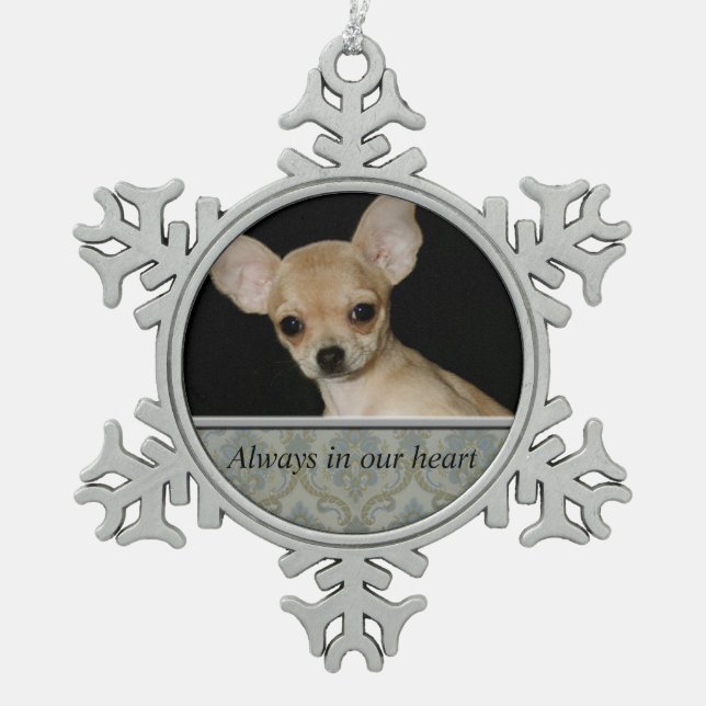 Custom Pet Memorial Pewter Snowflake Ornament (Front)