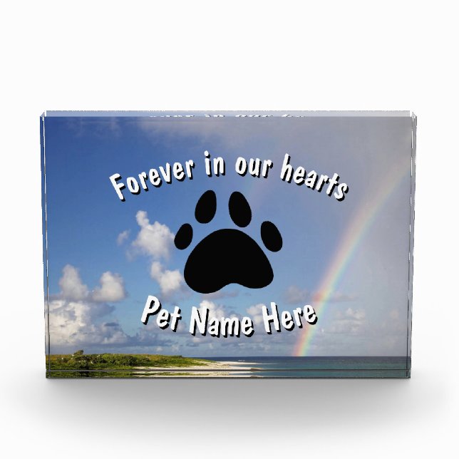 Custom Pet Memorial Rainbow Acrylic Block (Front)