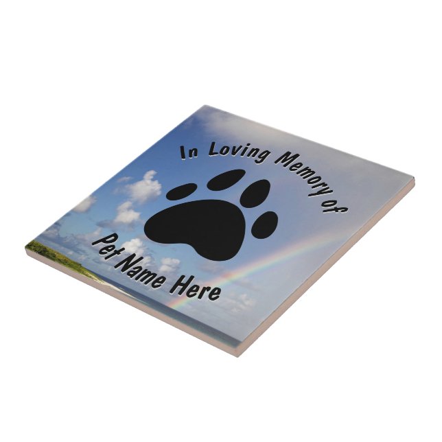 Custom Pet Memorial Rainbow Ceramic Tile (Side)