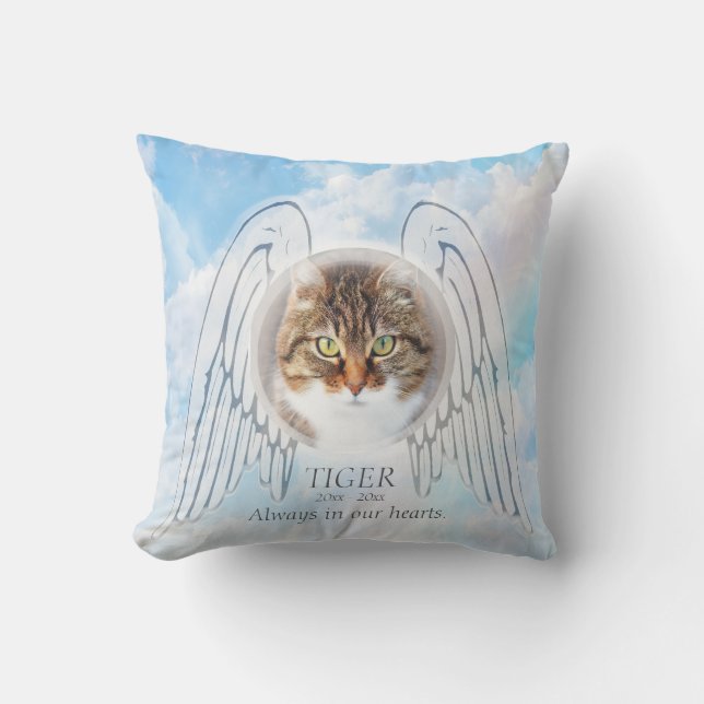 Custom Pet Memorial with Angel Wings Cushion (Front)