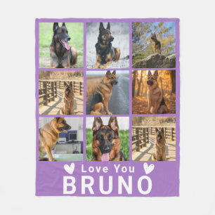 Custom Pet Memory Dog Cat Violet with 9 Photos Fleece Blanket