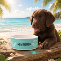 Custom Pet Name Beach Sea Shells Teal