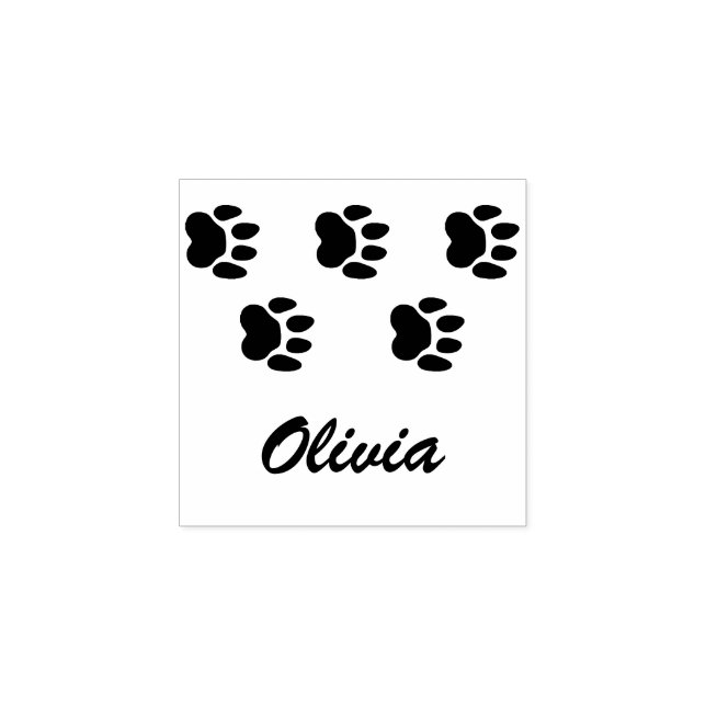 Custom Pet Name Paw Prints Signature Rubber Stamp (Imprint)