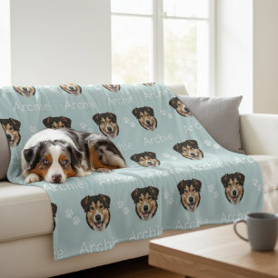 Custom Pet Name Photo Dog  Fleece Blanket