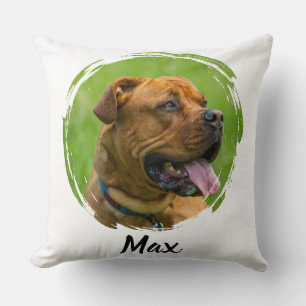 Custom Pet Name & Photo Modern Typography Person Cushion