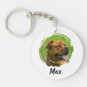 Custom Pet Name & Photo Modern Typography Person Key Ring