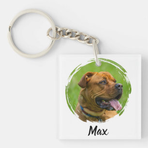 Custom Pet Name & Photo Modern Typography Person Key Ring