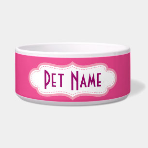 Custom Pet Name Pink Food or Water Dish