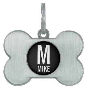 Custom Pet Name with Monogram Pet Name Tag