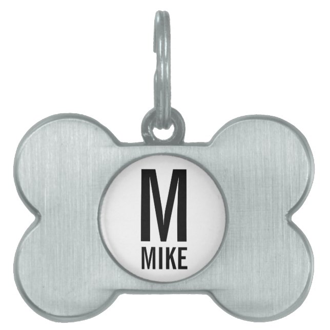 Custom Pet Name with Monogram Pet Name Tag (Front)