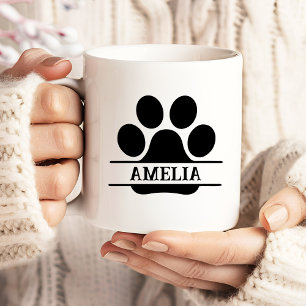 Custom Pet Paw Print Mug Black & White