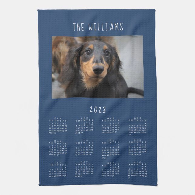 Custom Pet Photo 2023 Calendar Tea Towel (Vertical)