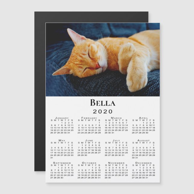 Custom Pet Photo and Name 2020 Calendar (Front/Back)