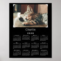 Custom Pet Photo and Name 2026 Calendar Black