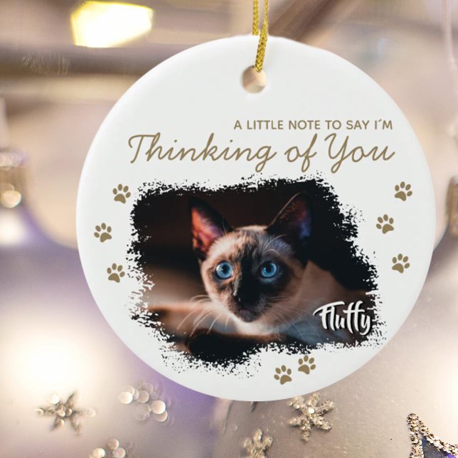 Custom Pet Photo and Name Ceramic Ornament (Creator Uploaded)