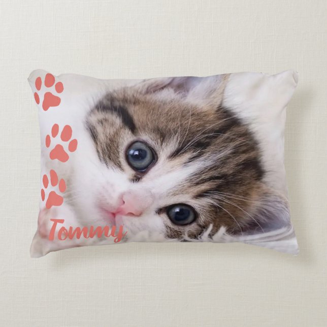 Custom Pet Photo and Name  Decorative Cushion (Front)