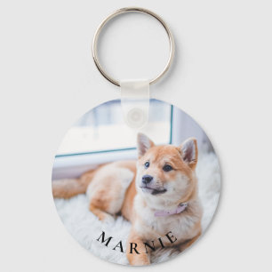 Custom Pet Photo and Name Double Sided Key Ring