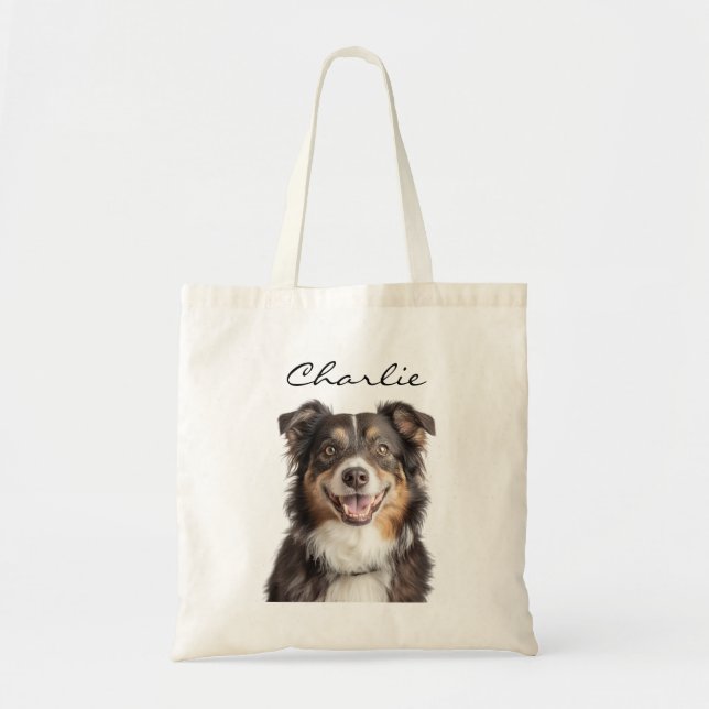 Custom Pet Photo And Name Tote Bag (Front)