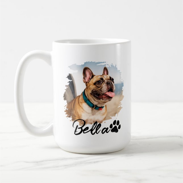 Custom Pet Photo and Name Typography Coffee Mug (Left)