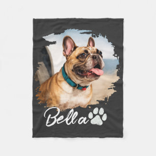 Custom Pet Photo and Name Typography Fleece Blanket