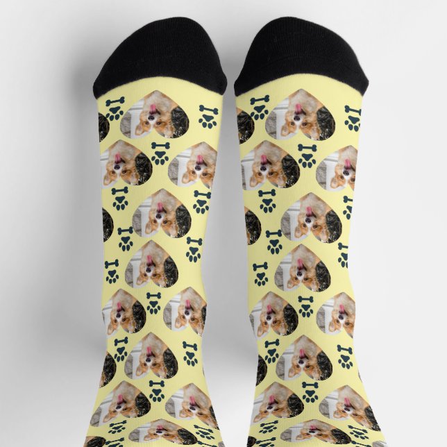 Custom Pet Photo and  Paw Prints Socks (Top)