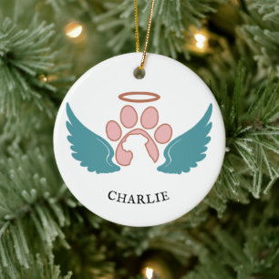 Custom Pet Photo Angel Wings Christmas Ceramic Ornament