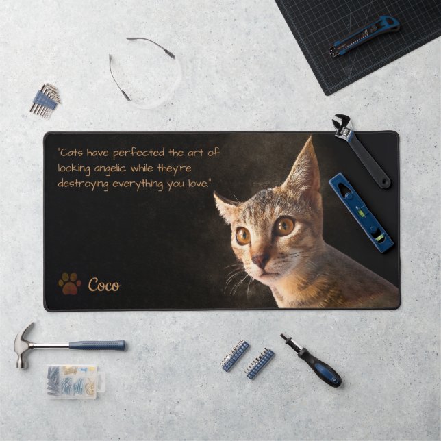 Custom Pet Photo Cat Dog Template Desk Mat (Workstation)