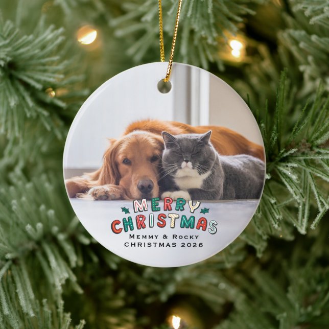 Custom Pet Photo Ceramic Ornament (Tree)