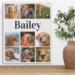 Custom Pet Photo Collage Personalised Dog Lover  Faux Canvas Print<br><div class="desc">Celebrate your best friend with a custom pet photo collage canvas print. Whether you have a new puppy, or to memorialise all the special moments thru each year, every pet deserves a personalised pet photo canvas ! Our dog photo canvas has 9 photos, bold monogram name to personalise .See 'personalise...</div>