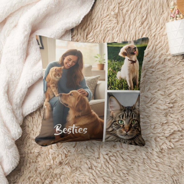 Custom Pet Photo Collage Pillow (Blanket)