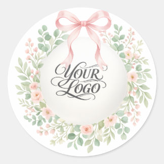 Custom Pet Photo Coquette Pink Bow Thank You Label