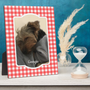 Custom Pet Photo Country Red Buffalo Check Plaid Plaque