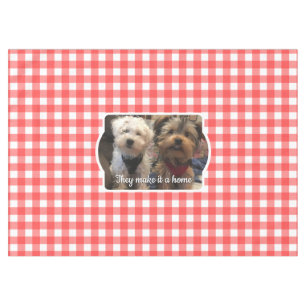 Custom Pet Photo Country Red Buffalo Check Plaid Tablecloth