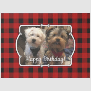 Custom Pet Photo Country Red Buffalo Check Plaid Tissue Paper