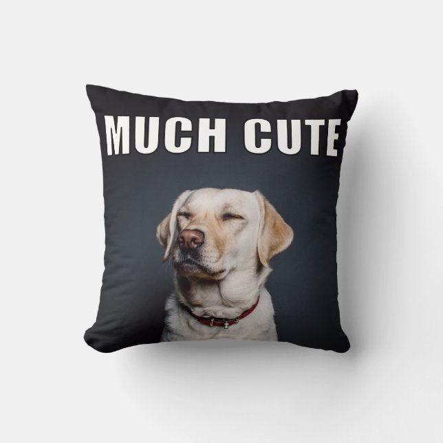 Custom Pet Photo Funny Much Cute Meme Style Cushion (Front)