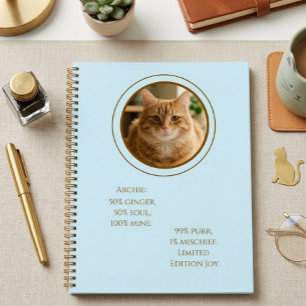 Custom Pet Photo Ginger Cat Personalized Notebook