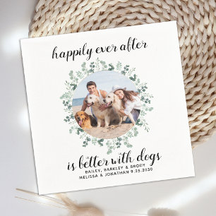Custom Pet Photo Happily Ever After Dog Wedding    Napkin
