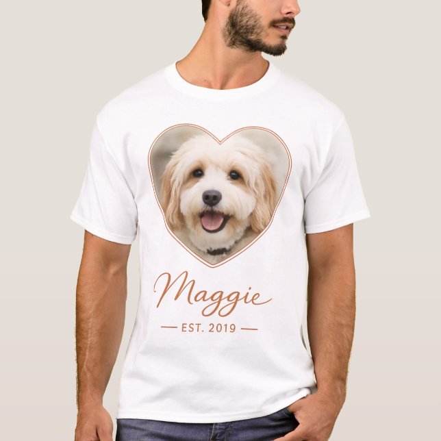 Custom Pet Photo Heart Frame Name & Est Date Tee (Front)