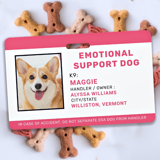 Custom Pet Photo ID Emotional Support Dog  ID Badge (Creator Uploaded)