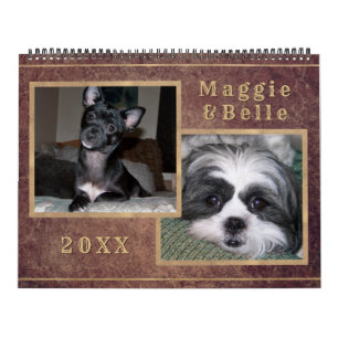 Custom Pet Photo Image Copper Gold Calendar