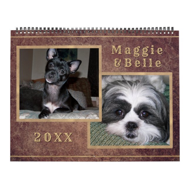 Custom Pet Photo Image Copper Gold Calendar (Cover)