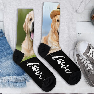 Custom Pet Photo Love Paw Print Dog Socks
