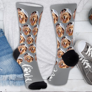 Custom Pet Photo Love Paw Print Novelty Dog Socks